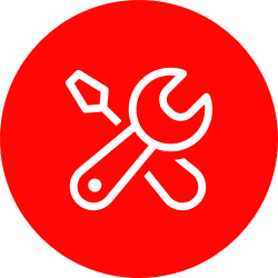 A wrench making an X with a screwdriver, indicating services