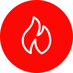 Flame, indicating heating